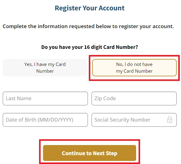 Milestone Card login page
